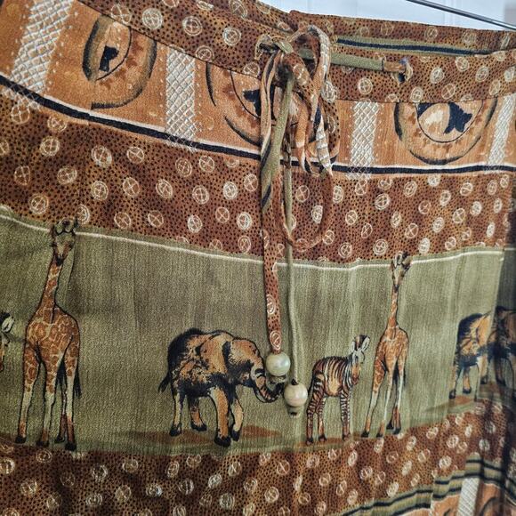 Vintage Y2K Stonebridge Skirt Womens Size 18W Brown Safari Animal Giraffe Zebra - Picture 5 of 11